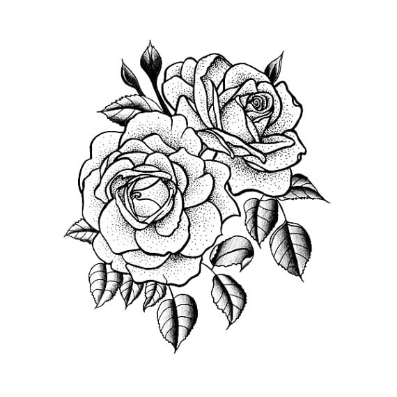 Tattify Traditional Flower Temporary Tattoo - Twin Rose (Set of 2) - Walmart.com